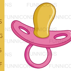 Clipart cartone animato di una bambina rosa ciuccio manichino, ai eps png jpg e file pdf inclusi, file digitali download istantaneo.