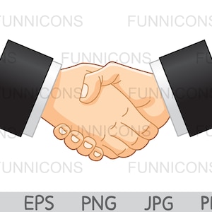 Clipart cartoon of a business handshake hand shake, ai eps png jpg and pdf files included, digital files instant download.