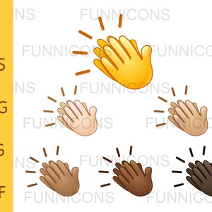 Clipart pacote batendo palmas sinal emoticon. Conjunto de vetores, arquivos ai eps e png 300dpi incluídos, download instantâneo de arquivos digitais.