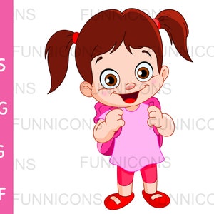 Back to School Vector Clipart, Cute Little Schoolgirl Illustration, Ai ...