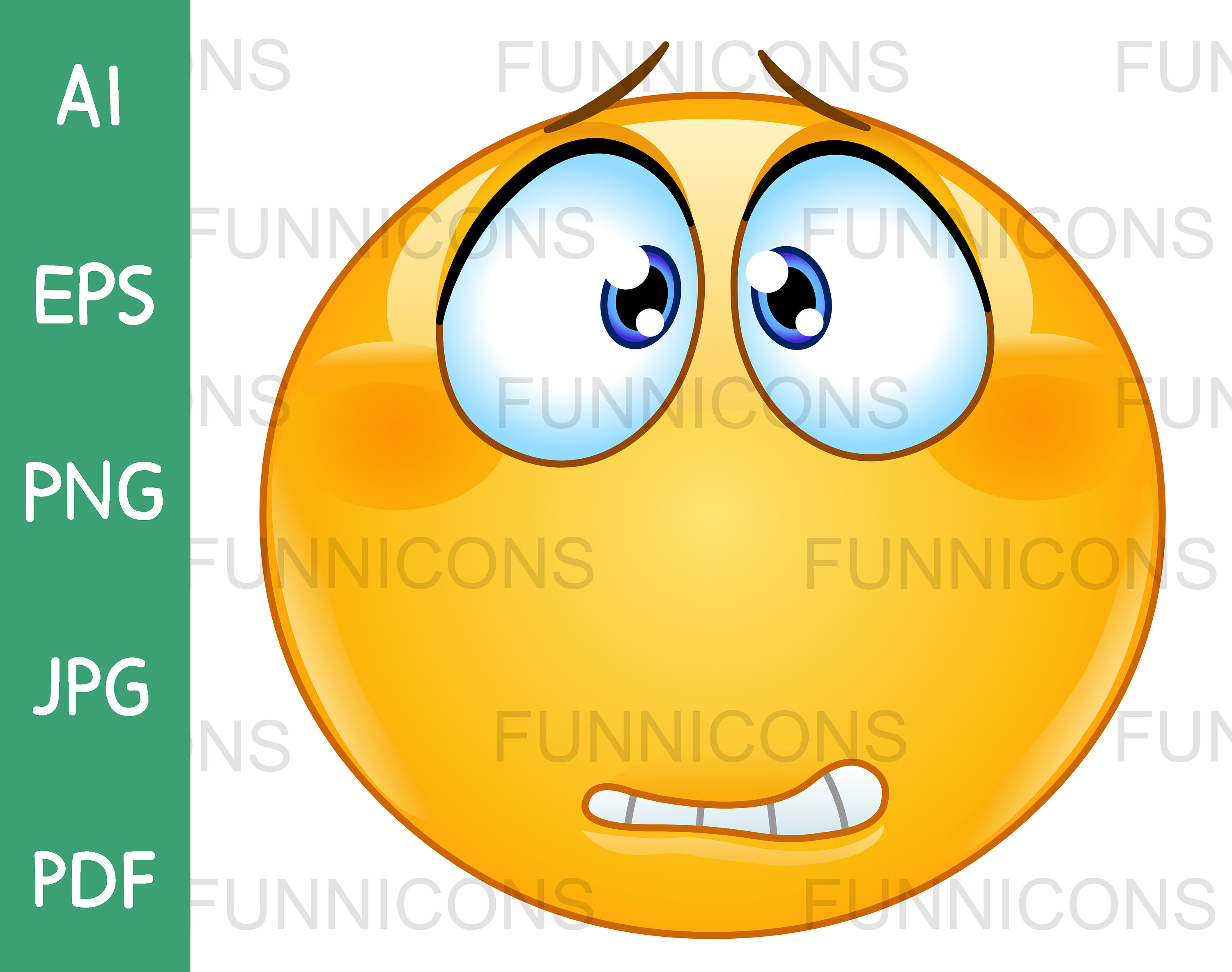 Clipart Cartoon of a Worried Anxious or Concerned Emoji - Etsy Singapore