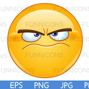 May include: Yellow emoji face with a frowning expression, furrowed brows, and squinted eyes. The emoji has a slightly annoyed look.