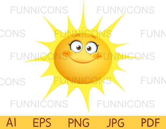 Sun cartoon clipart, ai eps png pdf and jpg 300 dpi files included files included, digital files instant download.