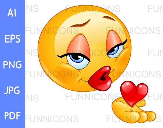 Clipart cartoon of a female emoji emoticon biting her lip, ai eps png jpg  and pdf files included, digital files instant download.