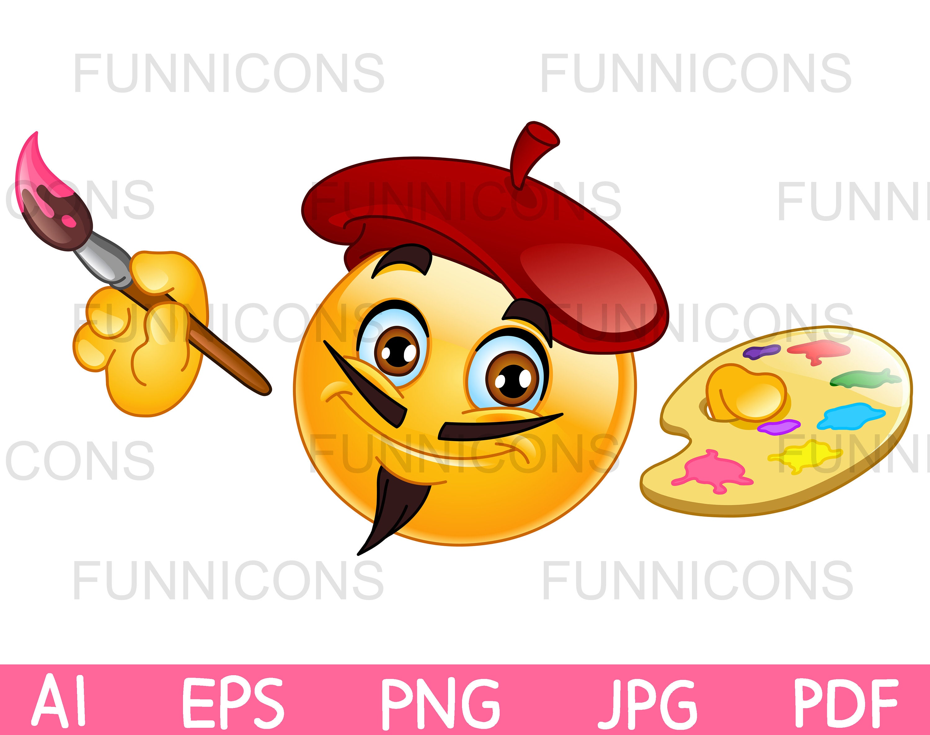 Clipart cartoon of two emoji emoticons shaking hands ai eps 