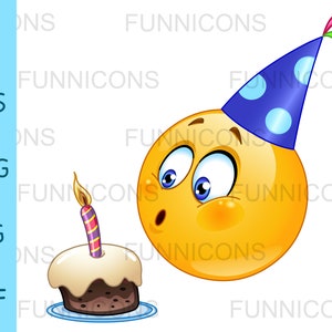 Émoticône d'anniversaire avec clipart gâteau, illustration vectorielle, fichiers ai eps png pdf et jpg inclus, téléchargement immédiat de fichiers numériques.