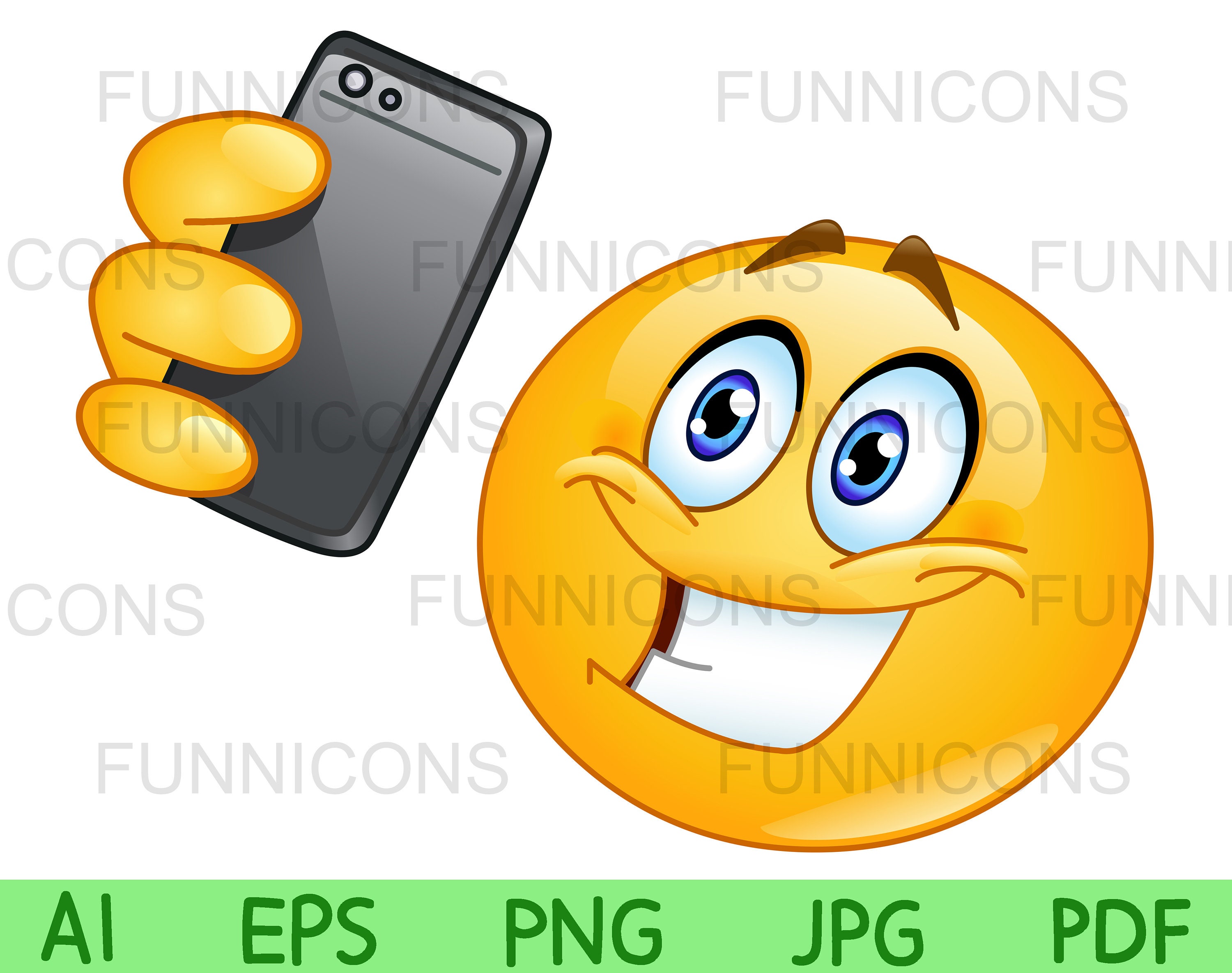 smiley face with cell phone clipart