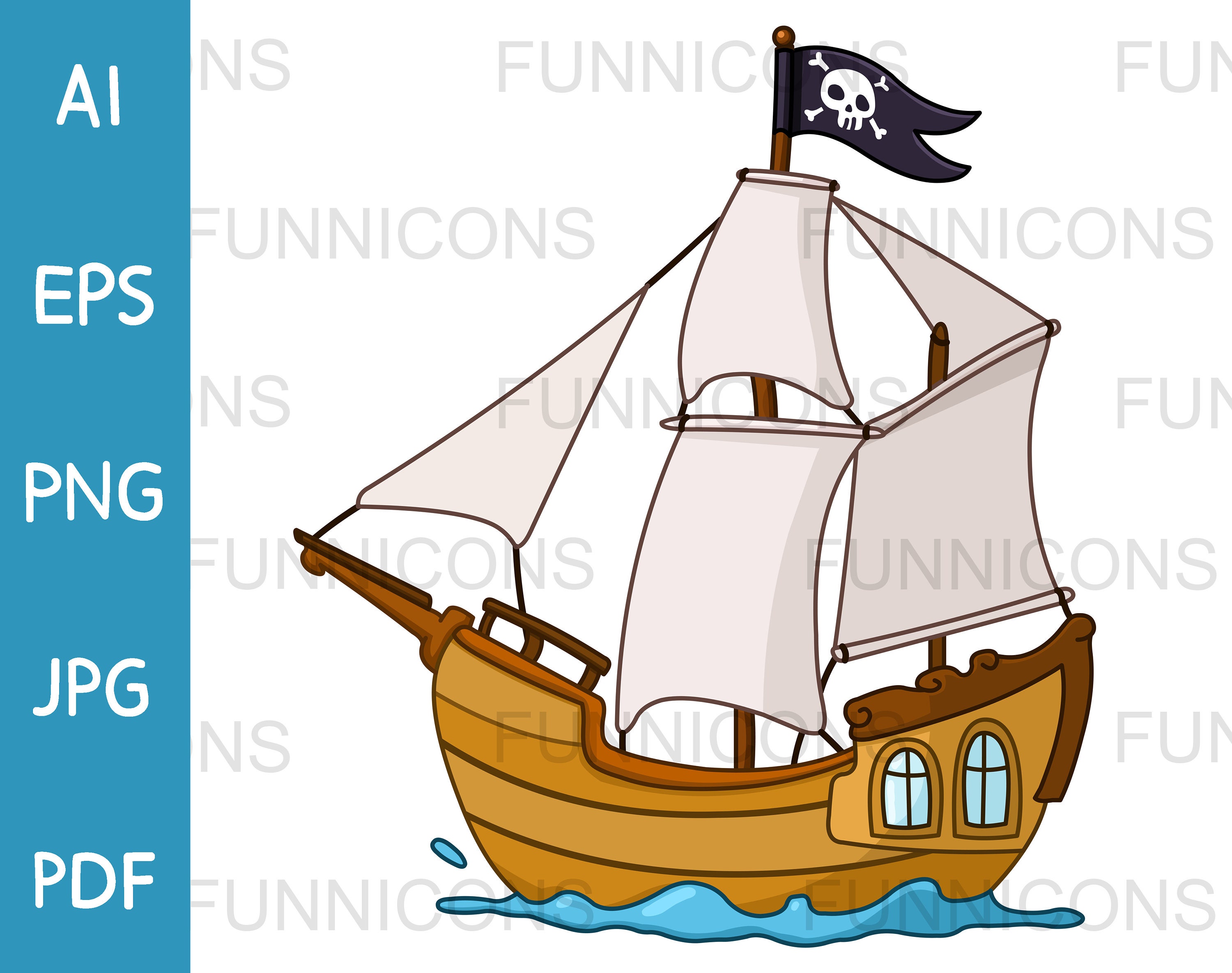 Buy Clipart Cartoon of a Sailing Pirate Ship Flying a Jolly Roger Online in India - Etsy Buy Clipart Cartoon of a Sailing Pirate Ship Flying a Jolly Roger Online in India - Etsy