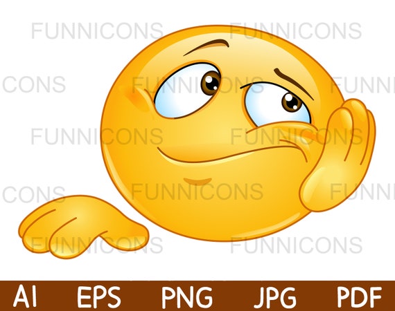 Clipart cartoon of two emoji emoticons shaking hands ai eps 