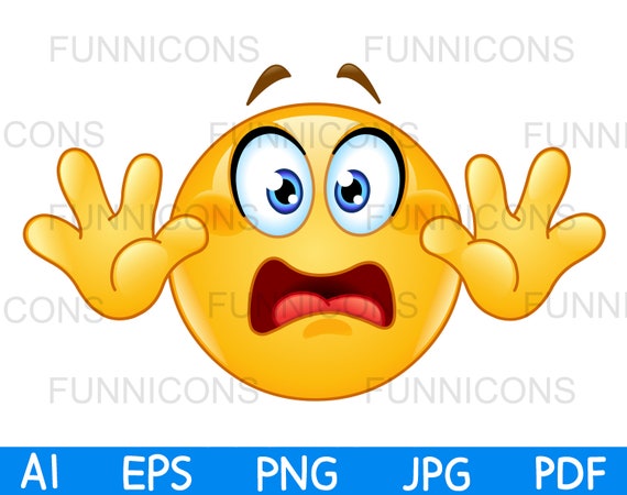 Outlined Scared Cartoon Funny Face Panic Stock Illustration