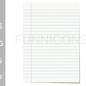 Back to school digital vector ruled notebook paper, ai eps png pdf and jpg files included, digital files instant download.
