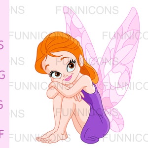 Clipart Cartoon einer entzückenden niedlichen Fee, ai eps png jpg und pdf-Dateien enthalten, digitale Dateien sofortigen Download.