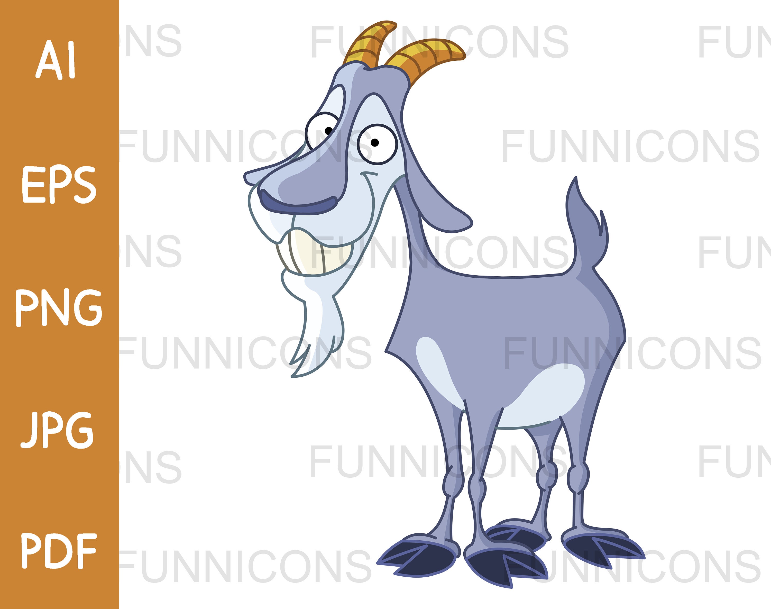 Clipart Cartoon of a Happy Funny Billy Goat, Ai Eps Png Jpg and Pdf ...
