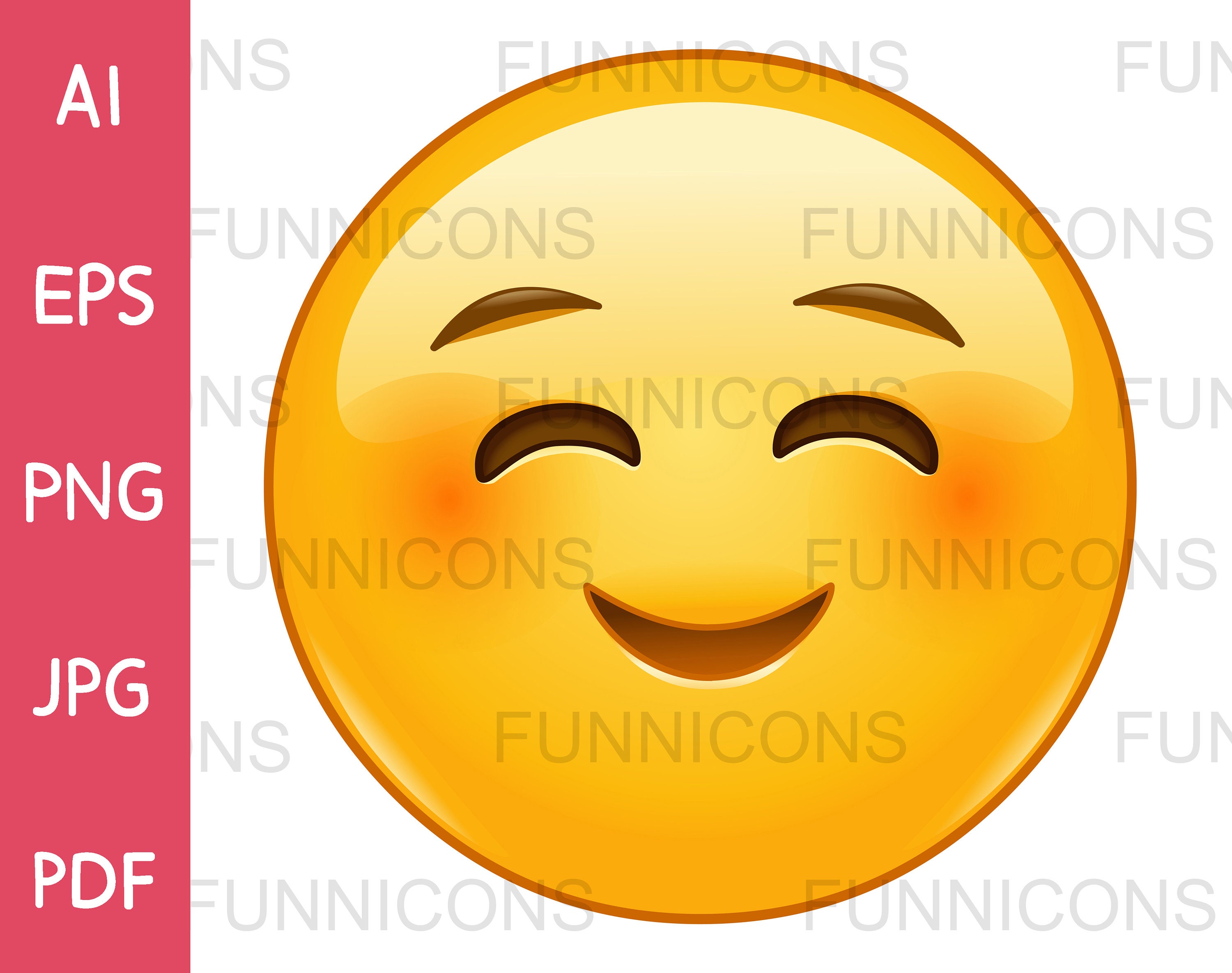 Dibujos animados clipart de un feliz emoji emoticono sonrojado Etsy