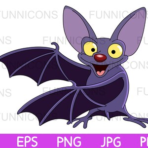 Halloween clipart cartoon of a happy bat vampire, animal illustration, ai eps png jpg and pdf files included, digital files instant download