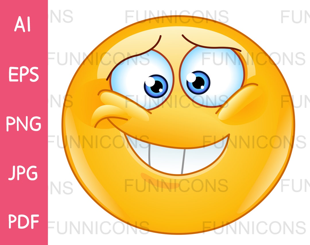 Clipart Cartoon of an Embarrassed Emoticon With Insecure Smile, Ai Eps ...