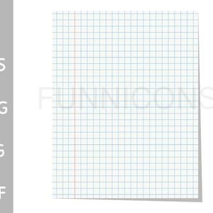 May include: A white sheet of graph paper with blue lines and a red line down the center.
