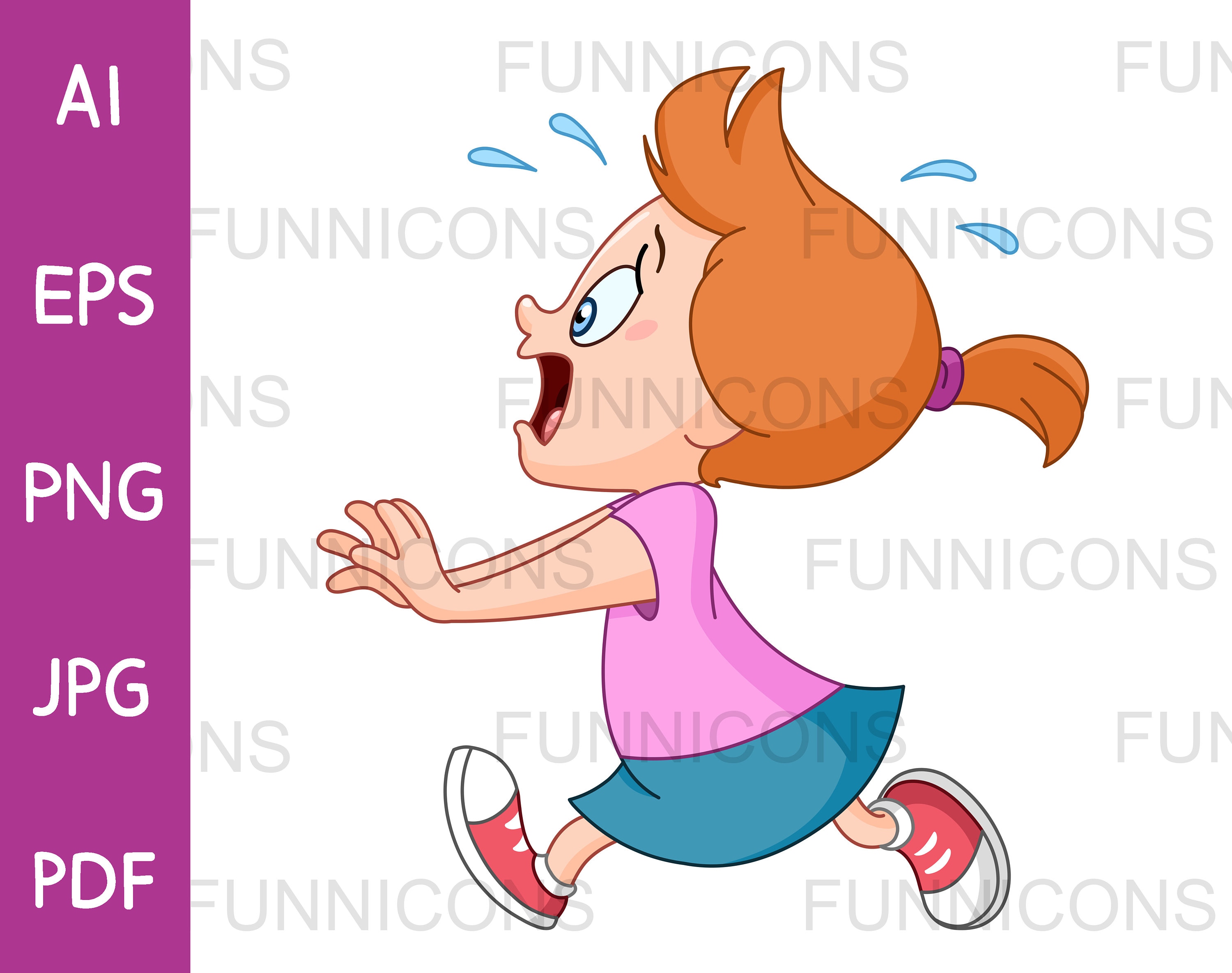 Little Girl Running Away Clipart