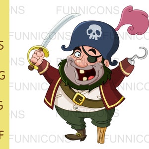 Happy Pirate Clipart, Vector illustration, ai eps png pdf and jpg files included, digital files instant download.
