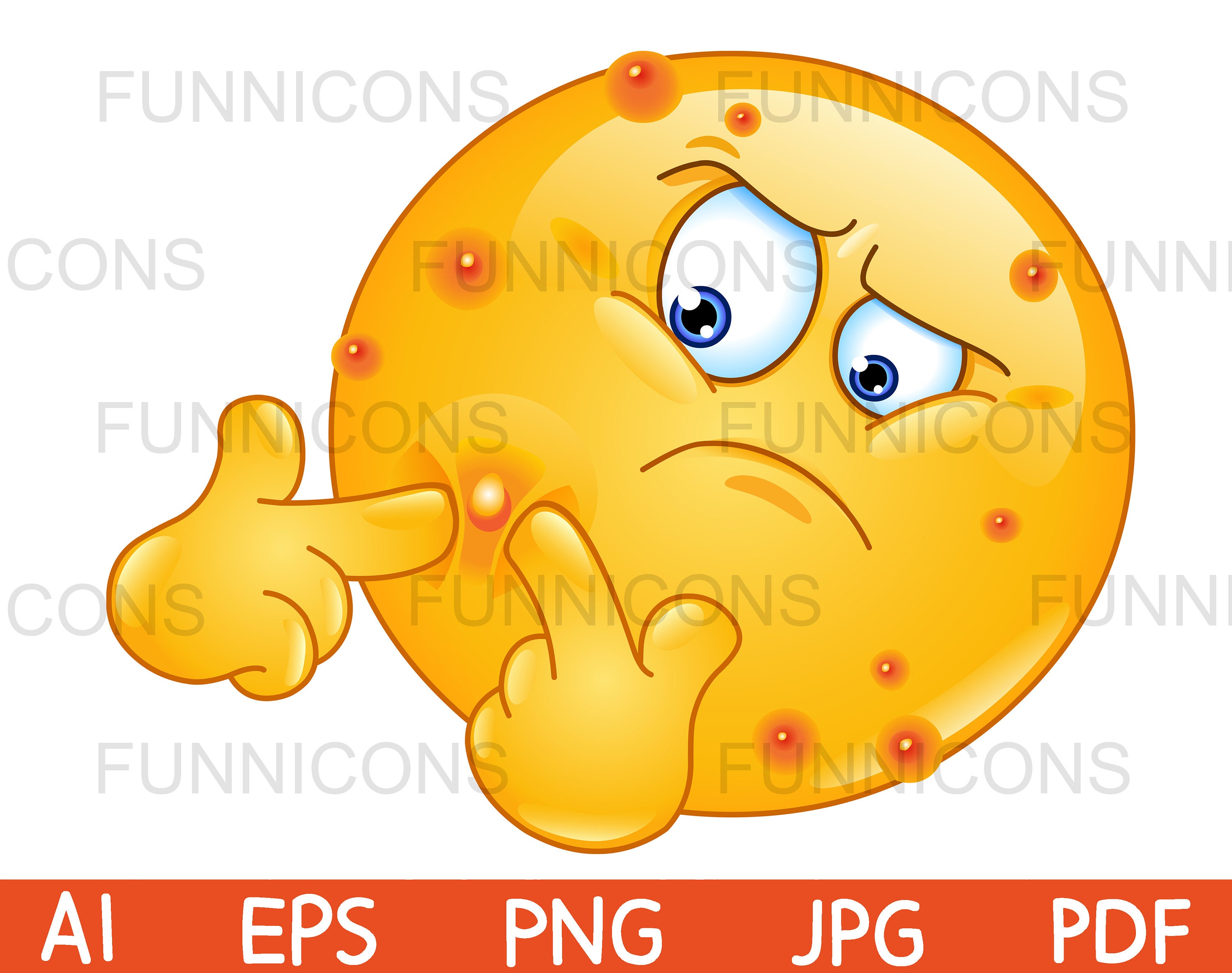 Thinking Face Emoji Clipart Vector Illustration Ai Eps Png 