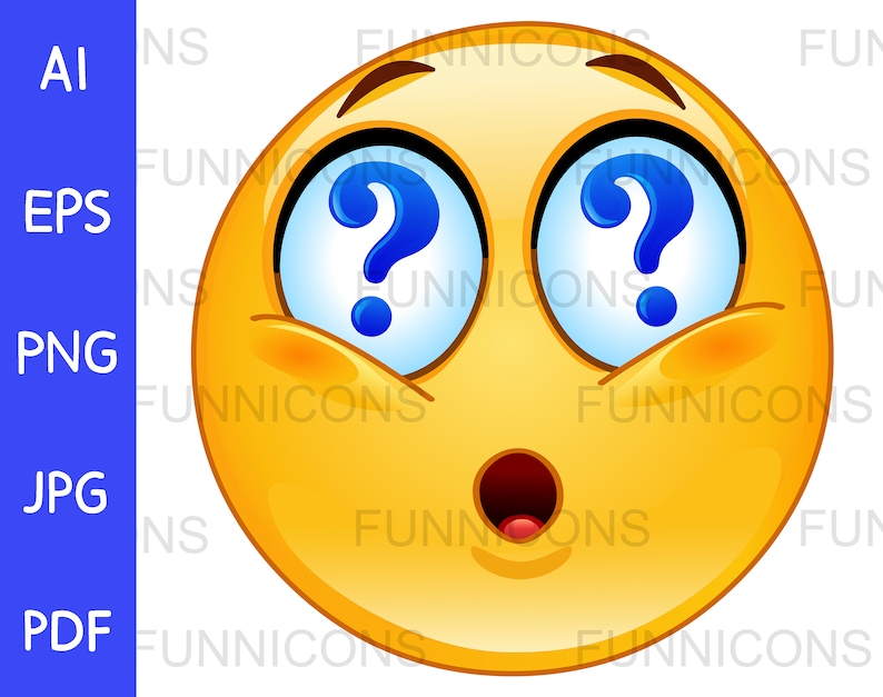 Question Eye Face Clipart Cartoon of Emoticon With Question Mark Eyes, Ai Eps Png Jpg and ...