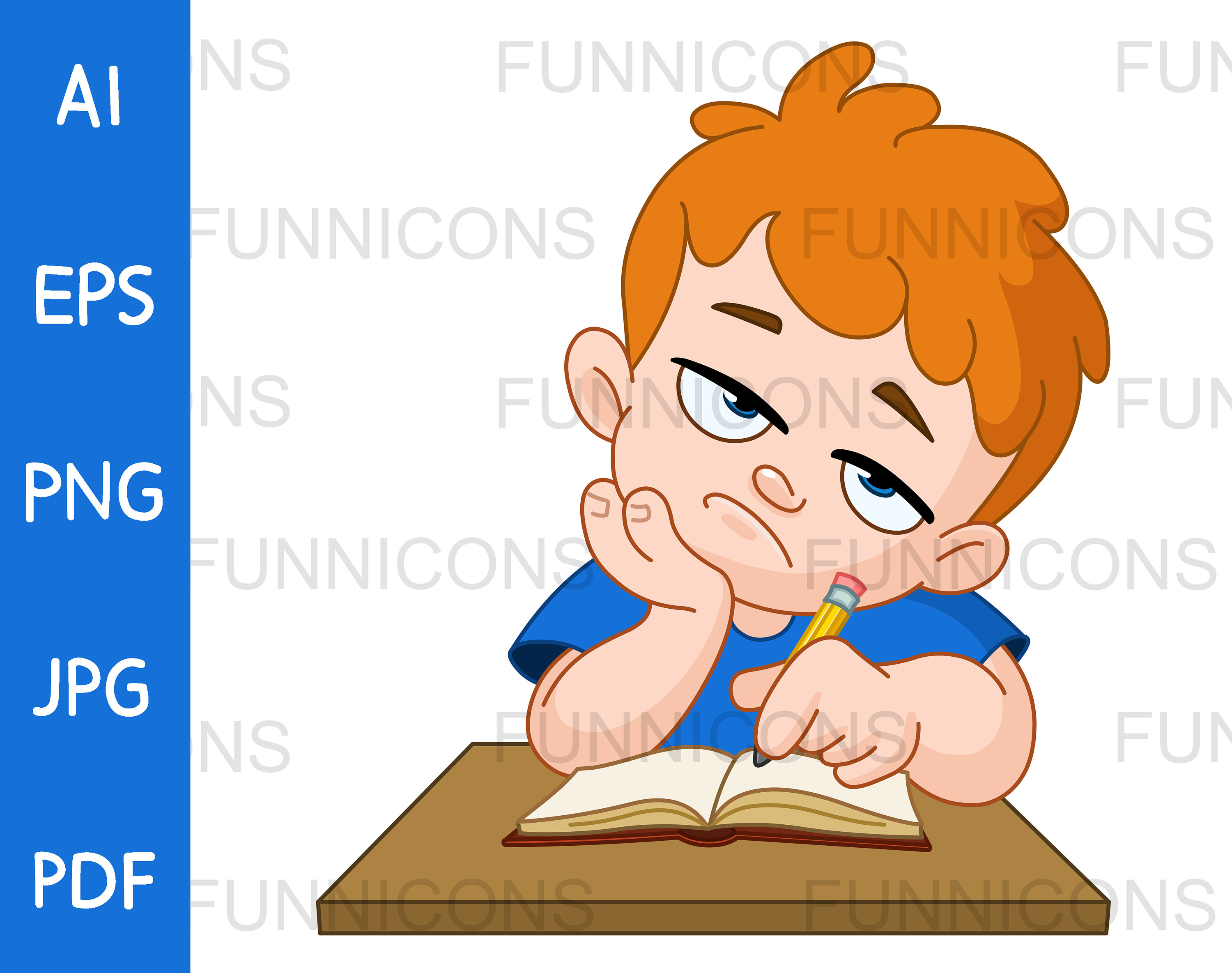 Regreso a la escuela Caricatura clipart de un niño de escuela - Etsy España