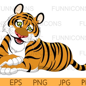 Clipart illustration of a tiger, ai eps png jpg and pdf files included, digital files instant download.