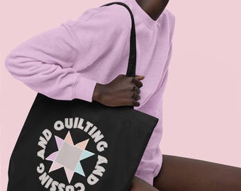 Quilting and Cussing Eco Tote Bag | Funny Quilter Bag | Sewing Gift for Crafters