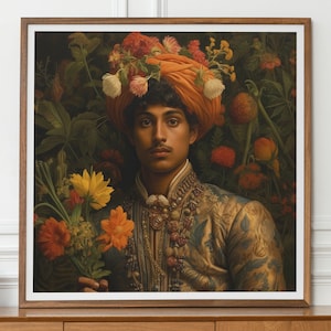 Prince Rajanikanta - Gay India Royalty Queerart Print - Handsome Homosexual Renaissance Man