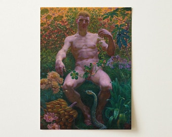 Adam in Paradise Kristian Zahrtmann Art Print | Sexy Gay Erotica Classical Nude Male Wall Art