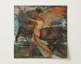 Pegasus Walter Crane Art Print | Greek Myth Classical Gay Aesthetic Wall Decor Gift
