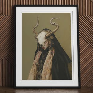 Pandora - Black Magic Gothic Art Print, Ancient Druidic Pagan Goddess Wall Decor, Dark Fantasy Home Decor