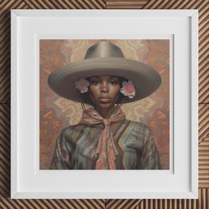 Sadie - Black Lesbian Cowgirl Art Print, African American Sapphic Vintage WLW Decor, LGBTQ+ Afroamerican Woman, Unique Art Gift for Queers