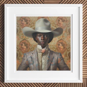 Caesar - Black Gay Cowboy Art Print, Dandy Afroamerican Rodeo Outlaw Wall Art, 1930s Vintage Inspired LGBTQ+ Home Decor for Queer Spaces