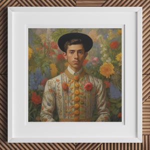 Prince Bernardino - Gay Mexican Royalty Art Print, Handsome Latino Royal Wall Art, Vibrant LGBTQ+ Modern Renaissance Decor