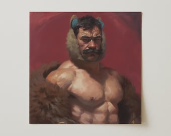 Zaddy Bear Art Print: Gay Muscle Daddy, Queer Home Decor
