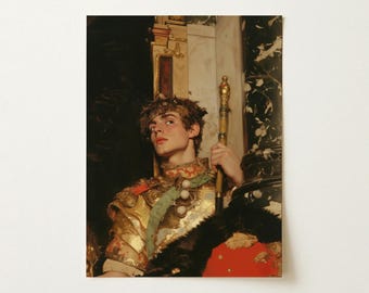 Peeking Gay Greco-Roman Soldier Neoclassical Art Print | Queer Aesthetic Modern Renaissance Wall Art