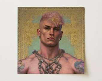 Strapping Young Lad Queercore Gay Thug Art Print | Sexy Masculine Fashion Hunk Wall Decor