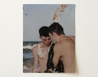 High Tide Gay Romance Homoerotic Beach Cruising Art Print | Sensual Intimate Queer Love Wall Art