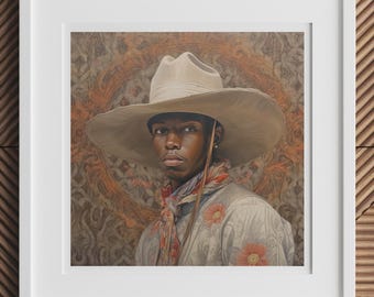 Titus - Gay Black Cowboy Art Print - Handsome Afroamerican Queer Decor, Dandy Homosexual Artwork for LGBTQ+ Home Gallery