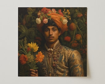 Prince Rajanikanta - Indian Gay Art Print: Queer Desi Vintage Inspired Royal LGBTQ Wall Decor