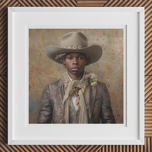 Lysander - Gay Black Cowboy Art Print, Afroamerican Homosexual Dandy Wall Decor, 1930s Vintage Inspired Artwork Gift Idea for LGBTQ+ Lovers