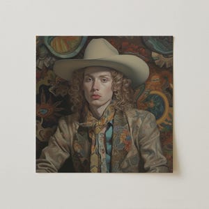 Ollie – Transgender Cowboy Kunstprint – Vintage Dandy F2M Transmann Queere Wanddekoration, LGBTQ+ Kunstwerk Geschenkideen für Trans & Queers