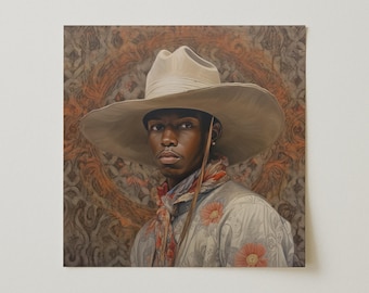 Gay Black Cowboy Art Print – Queer Home Decor
