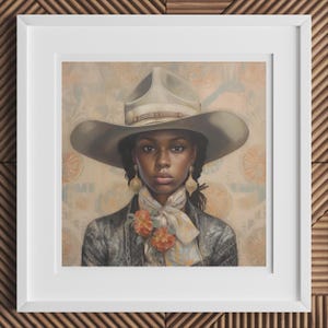 Letitia - Black Lesbian Cowgirl Art Print, 1930s Sapphic Vintage Afroamerican Woman Wall Art, Queer WLW African American Decor Gift Ideas