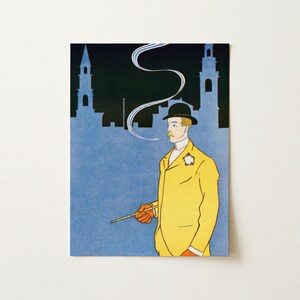 Stampa artistica vintage di moda gay / Illustrazione di Edward Penfield, dandy in abito giallo, decorazione da parete