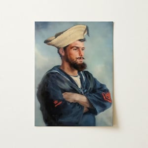 Vintage Gay Sailor Art Print | HMS Comus Bluejacket Royal Navy Wall Decor