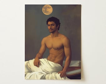 Gold Star Gay Indian Neoclassical Art Print | Neo-Romantic Sexy Lusty Sultry Queer Wall Art