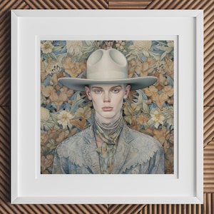 Jasper - Twink Gay Cowboy Art Print, 1930s Vintage Dandy Homosexual Outlaw Wall Decor, LGBTQ+ Gift Ideas for Queers