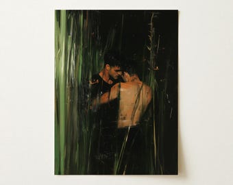 Paradise Gay Indian Lovers Tryst Art Print | Queer Neo-Romantic Homoerotic Lusty Wall Art